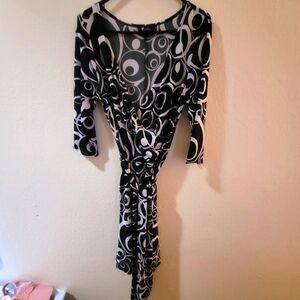 Retro wrap around deep v dress